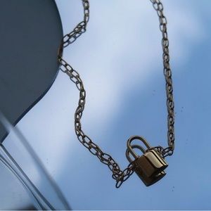 18K Gold Plated Lock And Chain Necklace